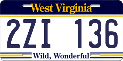 WV license plate 2ZI136