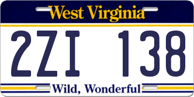 WV license plate 2ZI138