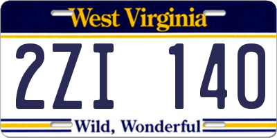 WV license plate 2ZI140