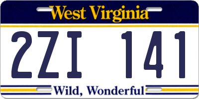 WV license plate 2ZI141