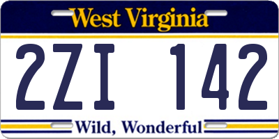 WV license plate 2ZI142