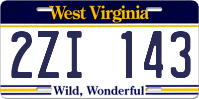 WV license plate 2ZI143