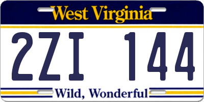 WV license plate 2ZI144