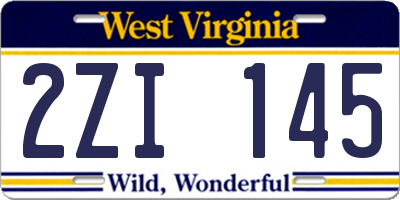 WV license plate 2ZI145