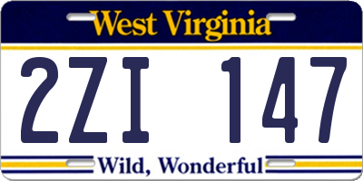 WV license plate 2ZI147