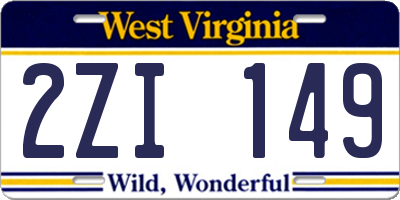 WV license plate 2ZI149