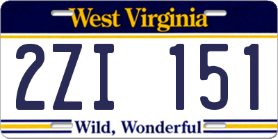 WV license plate 2ZI151