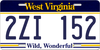 WV license plate 2ZI152