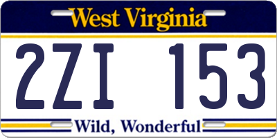 WV license plate 2ZI153