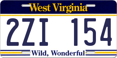 WV license plate 2ZI154