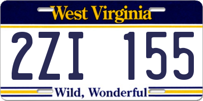 WV license plate 2ZI155