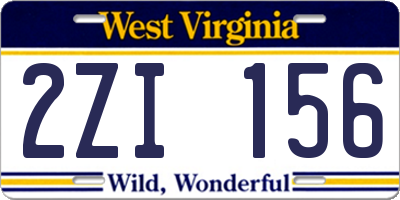 WV license plate 2ZI156