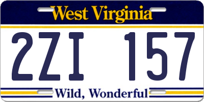 WV license plate 2ZI157