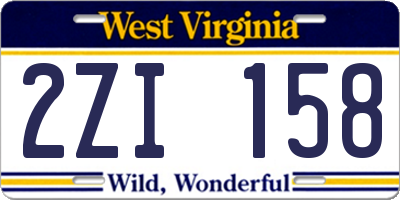 WV license plate 2ZI158