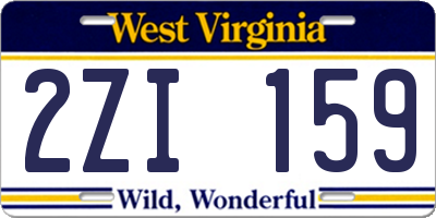 WV license plate 2ZI159