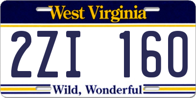WV license plate 2ZI160