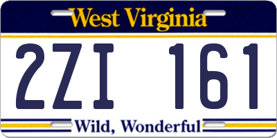 WV license plate 2ZI161