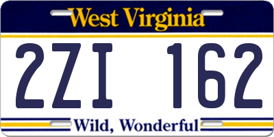 WV license plate 2ZI162