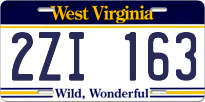 WV license plate 2ZI163