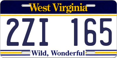 WV license plate 2ZI165