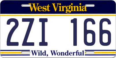 WV license plate 2ZI166