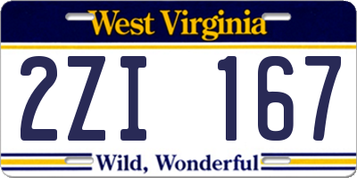 WV license plate 2ZI167