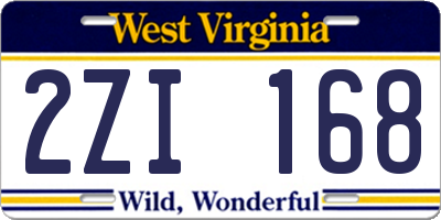 WV license plate 2ZI168