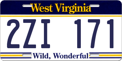 WV license plate 2ZI171