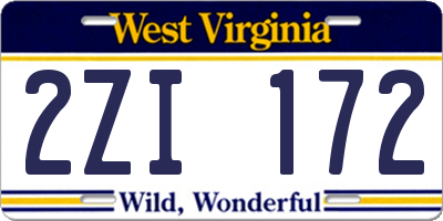 WV license plate 2ZI172