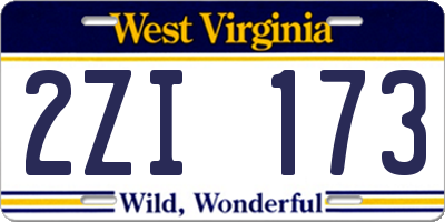 WV license plate 2ZI173