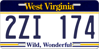 WV license plate 2ZI174