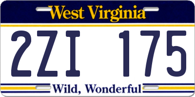 WV license plate 2ZI175