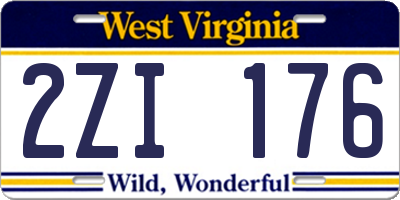 WV license plate 2ZI176