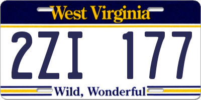 WV license plate 2ZI177