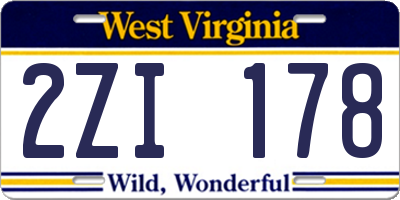 WV license plate 2ZI178