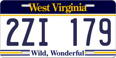 WV license plate 2ZI179