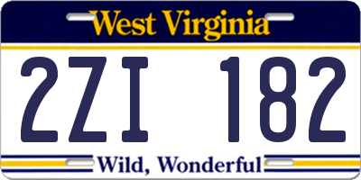 WV license plate 2ZI182