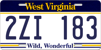 WV license plate 2ZI183