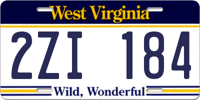 WV license plate 2ZI184