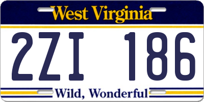 WV license plate 2ZI186