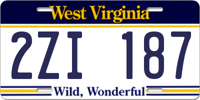 WV license plate 2ZI187