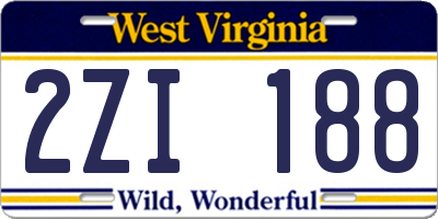 WV license plate 2ZI188