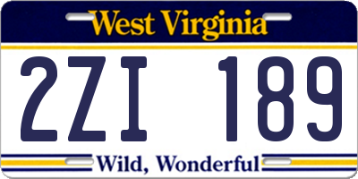 WV license plate 2ZI189