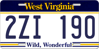 WV license plate 2ZI190