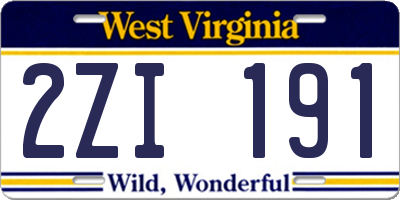 WV license plate 2ZI191