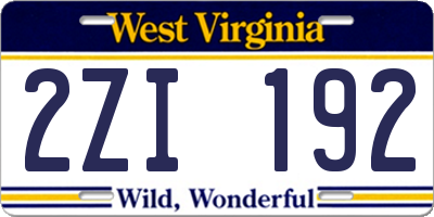 WV license plate 2ZI192