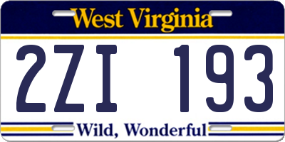WV license plate 2ZI193