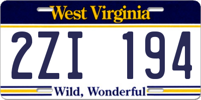 WV license plate 2ZI194