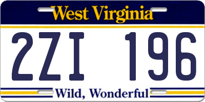 WV license plate 2ZI196