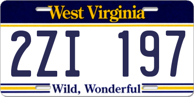 WV license plate 2ZI197